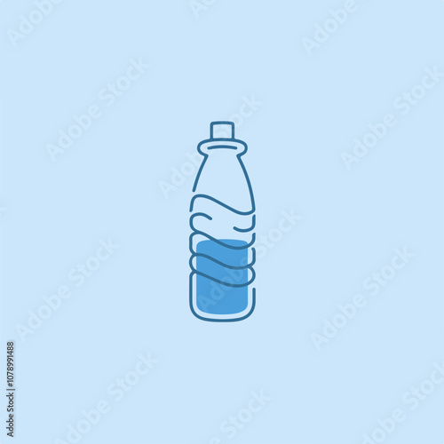 Minimalist vector design of a water bottle in blue tones suitable for eco-friendly graphics or beverage branding.