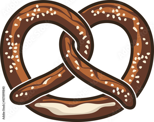 Delicious Pretzel Vector: A brown and golden twisted pretzel with sesame seeds, perfect for food-related designs and culinary themes.