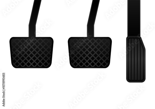 Car Brake and Accelerator and Clutch Pedal. Car Pedals. Vector Illustration. 