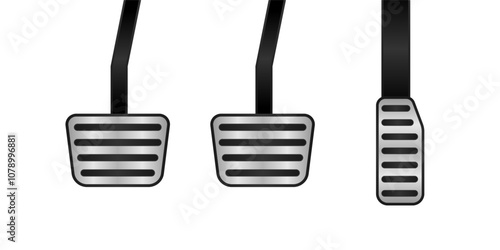 Car Brake and Accelerator and Clutch Pedal. Car Pedals. Vector Illustration.  photo