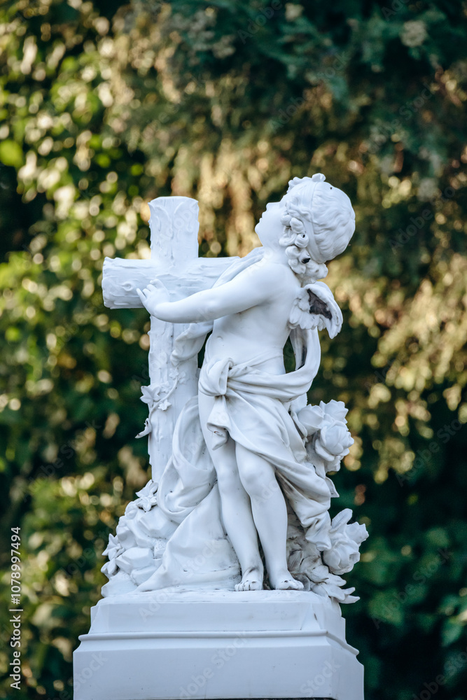 Zagreb, Croatia - August 15, 2024: A close-up of a burial at Mirogoj Cemetery in Zagreb, one of the most beautiful cemeteries in Europe Zagreb, Croatia - August 15, 2024: A close-up of a burial at Mirogoj Cemetery in Zagreb, one of the most beautiful cemeteries in Europe