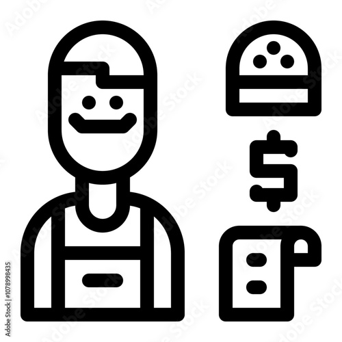 Employee icon. Fast food work staff, work commitment. Vector illustration