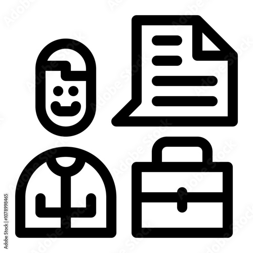 Job interview icon. Selection process, competency evaluation. Vector illustration