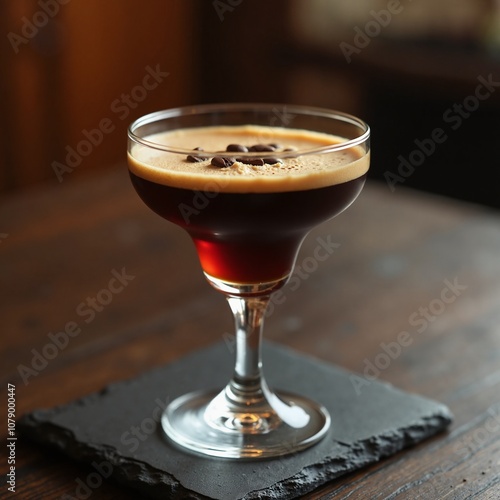 Espresso Martini cocktail for elegant drink menus, bar promotions, coffee-themed events, and cocktail recipe blogs - perfect for sophisticated gatherings and nightlife imagery