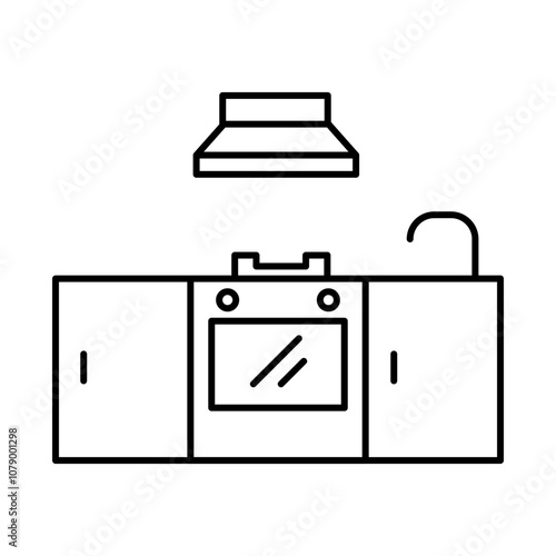 Kitchen for Self-Service Icon – Stove with Utensils, Representing Cooking Facilities, Employee Independence, and Meal Preparation