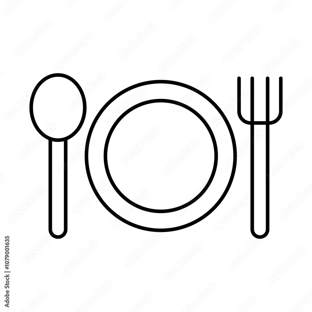 Canteen Icon – Plate with Fork and Knife, Representing Dining Facility, Meal Service, and Employee Lunch Area Canteen Icon – Plate with Fork and Knife, Representing Dining Facility, Meal Service, and Employee Lunch Area