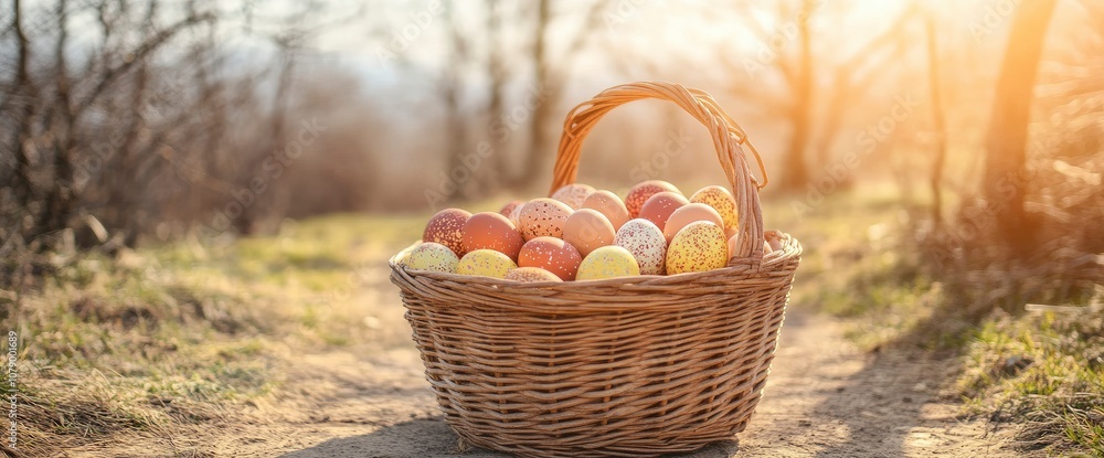 Easter Egg Basket in a Spring Forest Easter Egg Basket in a Spring Forest
