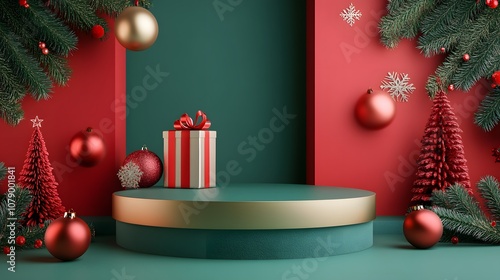 product podium stand with christmas theme background