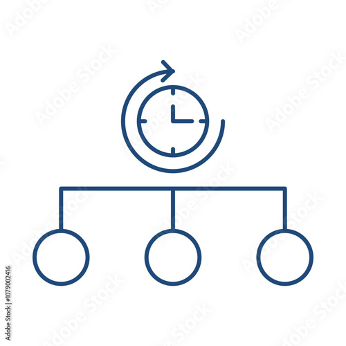 Management Positions in Part-Time Icon – Org Chart with Clock, Representing Flexible Leadership Roles, Reduced Hours, and Employee Balance