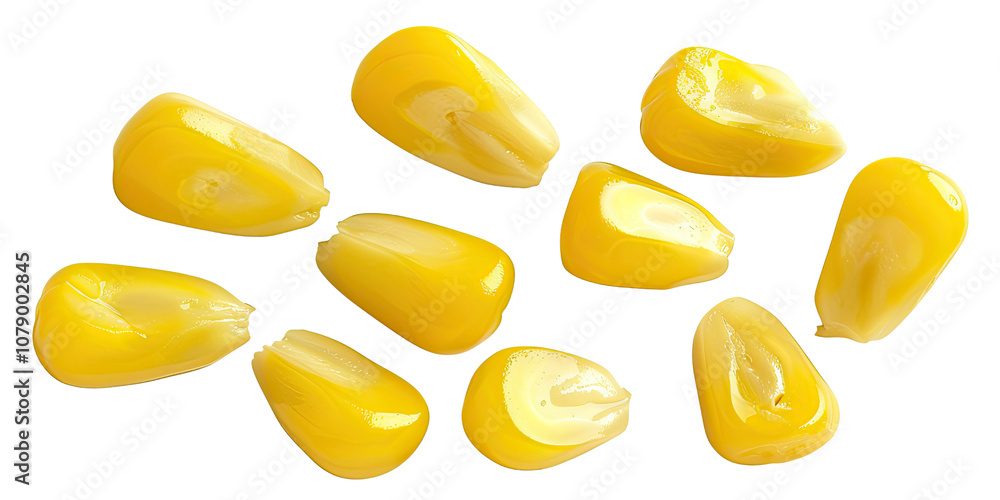 Closeup of yellow corn kernels isolated on a transparent background. Closeup of yellow corn kernels isolated on a transparent background.