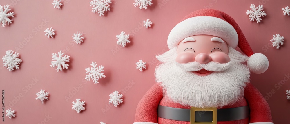 Fototapeta premium A cartoonish image of Santa Claus with a white beard and a red hat