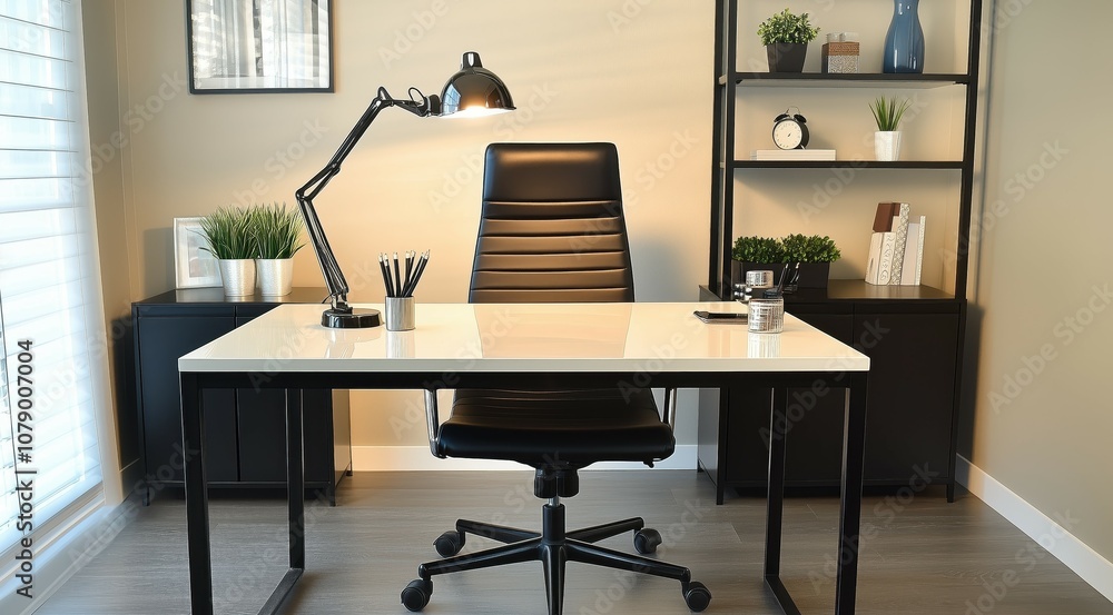 Modern Ergonomic Home Office Setup with Sleek Design Modern Ergonomic Home Office Setup with Sleek Design