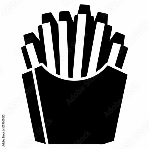 Fries vector black silhouette food illustration on a white background