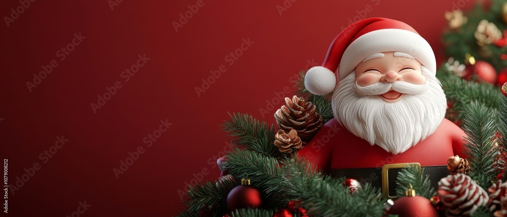 A red background with a smiling santa on top of it A red background with a smiling santa on top of it