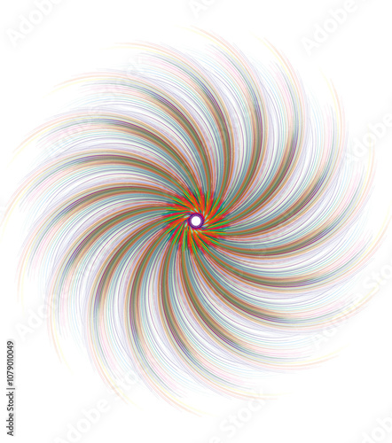circular spiral with colors in a random tornado swirl. Rainbow in circumference
