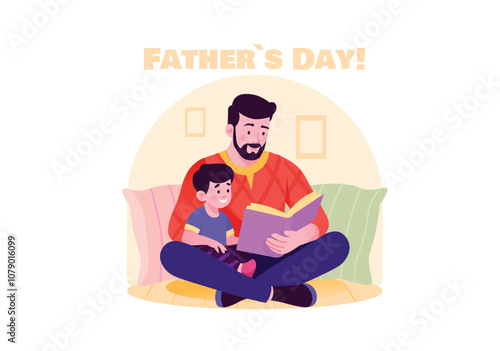 A father reading a book to his son in a cozy setting, emphasizing the bond between them.