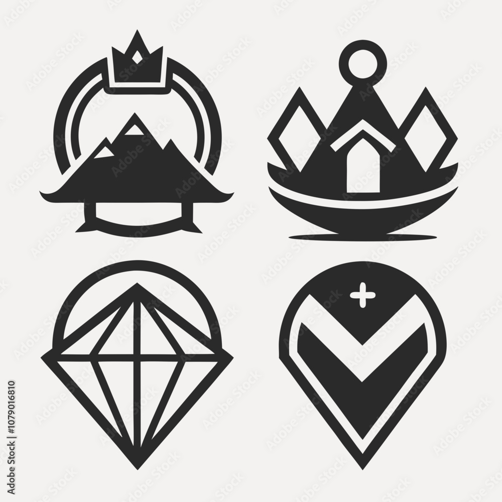 Cohesive set of minimalist silhouette vector art illustration Cohesive set of minimalist silhouette vector art illustration