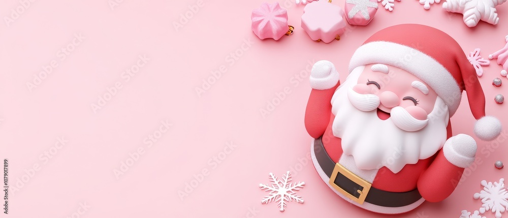A pink background with a smiling santa on it A pink background with a smiling santa on it