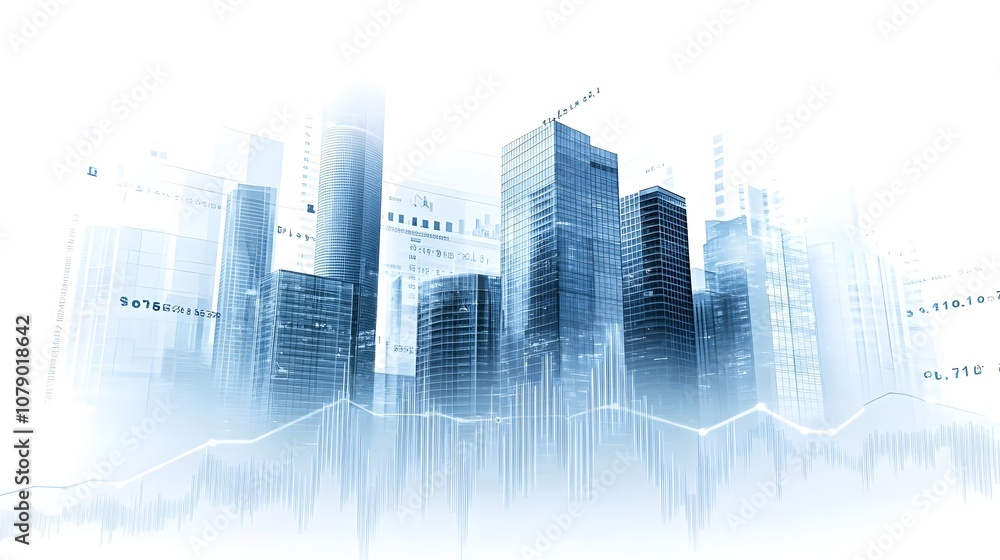 Investing and real estate market Stock market business concept. Financial graphs and digital indicators with modern city background. Double Exposure. Concept of financial growth Investing and real estate market Stock market business concept. Financial graphs and digital indicators with modern city background. Double Exposure. Concept of financial growth