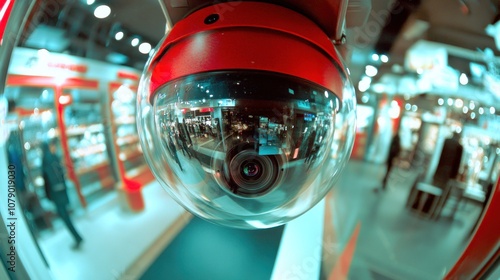 Surveillance camera in a retail environment.