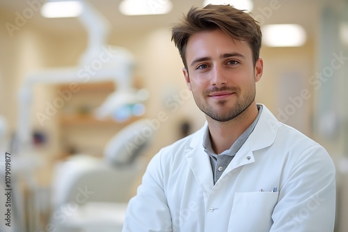 Friendly Male Dentist in Clean Office Ready to Help