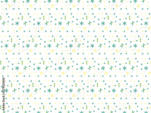 Playful Retro Flower Pattern in Green and Yellow for Digital and Print