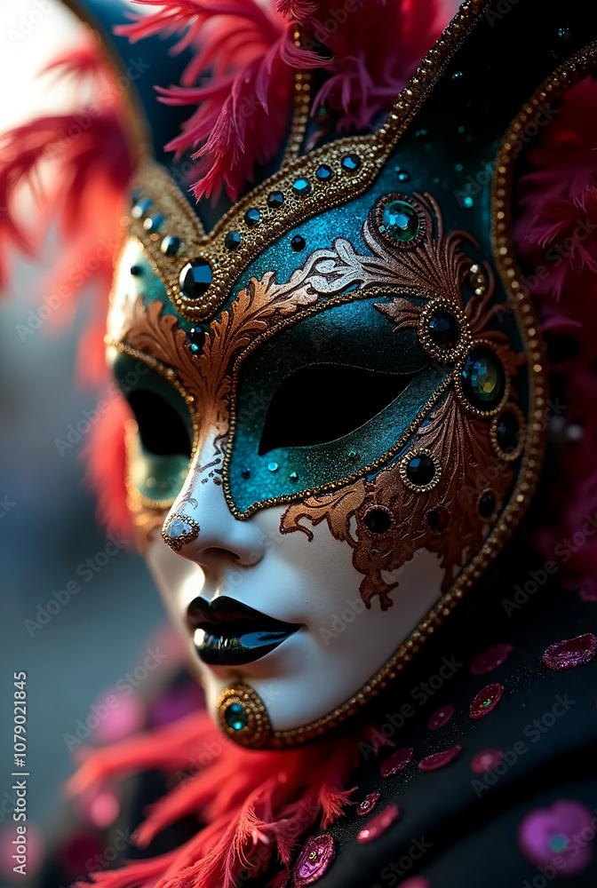 Masquerade Mask with Gold Foil for Mardi Gras Festival Masquerade Mask with Gold Foil for Mardi Gras Festival