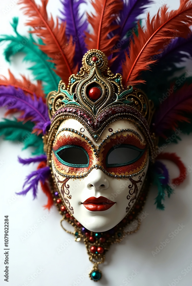 Handcrafted Mardi Gras Mask in Venetian Style Handcrafted Mardi Gras Mask in Venetian Style