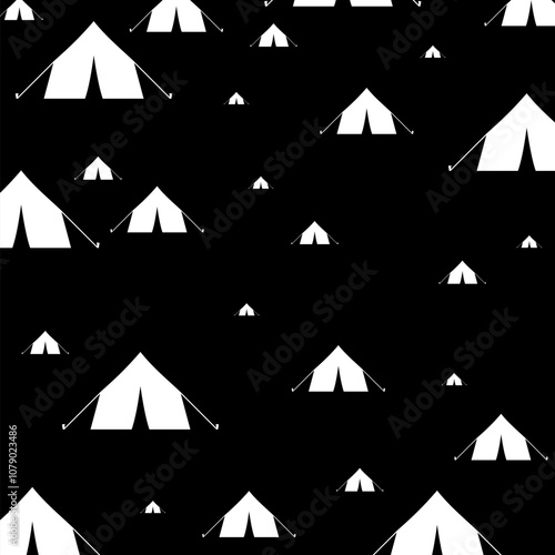 Tent seamless pattern isolated on black background