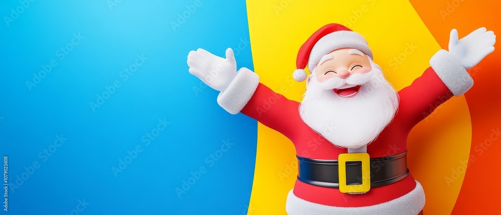 A cartoonish image of Santa Claus with a big smile on his face A cartoonish image of Santa Claus with a big smile on his face