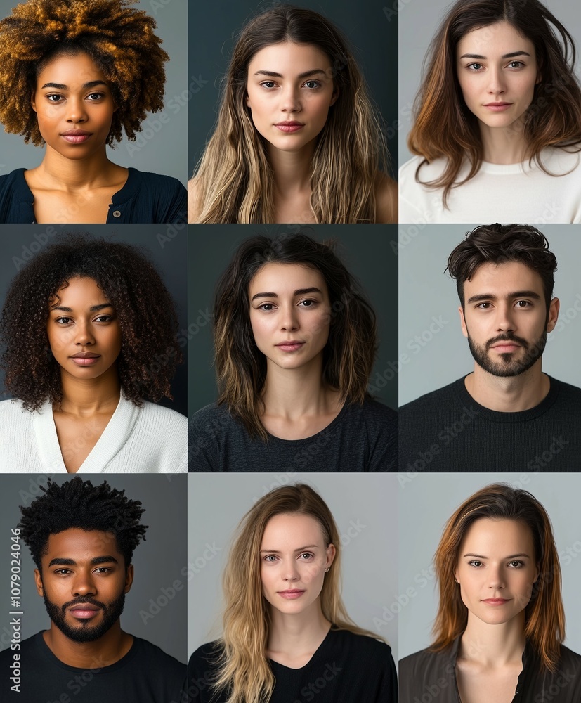 A Headshot compilation of a group of fictional people. All People are from different backgrounds, religions, age, ethnicity and gender showcasing diversity and freedom. AI generated. A Headshot compilation of a group of fictional people. All People are from different backgrounds, religions, age, ethnicity and gender showcasing diversity and freedom. AI generated.