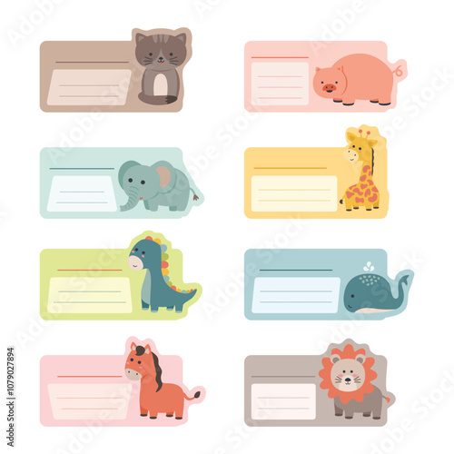 Set of name tag template vector