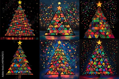 Christmas tree holiday decoration celebration african contemporary art modern wall art