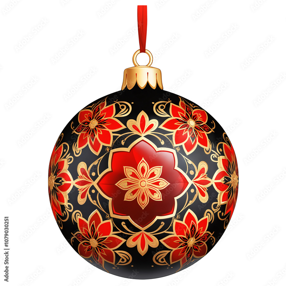 Red Floral Christmas Ball on a transparent background Red Floral Christmas Ball on a transparent background