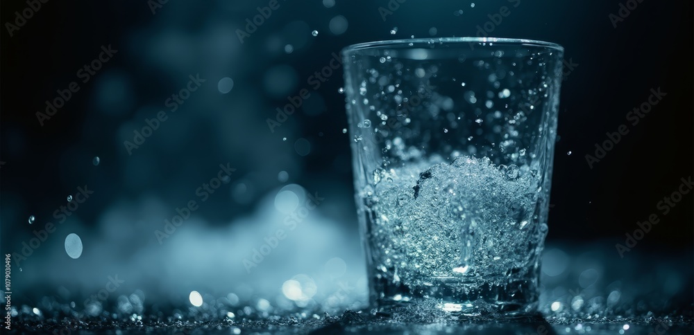 A glass of water with water splashing out of it A glass of water with water splashing out of it
