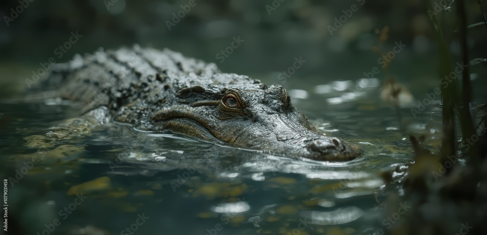 A large alligator floating in a body of water A large alligator floating in a body of water