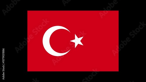 Turkey Country Flag Shapes and Elements Construction Animation