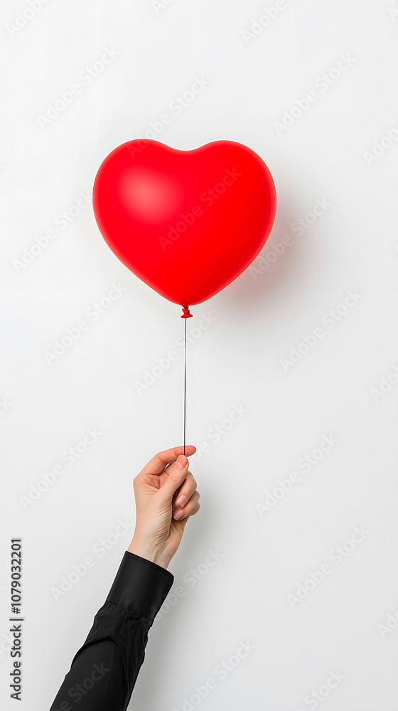 Heart shaped red balloon isolated on white background Heart shaped red balloon isolated on white background