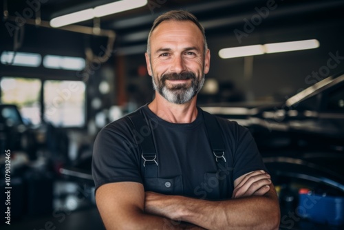 Wallpaper Mural Smiling portrait of a middle aged Caucasian car mechanic Torontodigital.ca