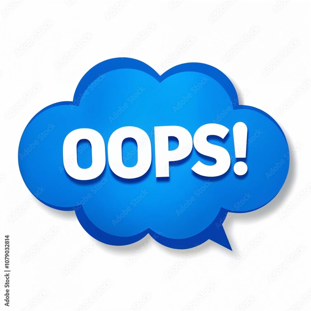 Bright blue speech bubble saying OOPS! with a cheerful design for expressing humor and mistakes Bright blue speech bubble saying OOPS! with a cheerful design for expressing humor and mistakes
