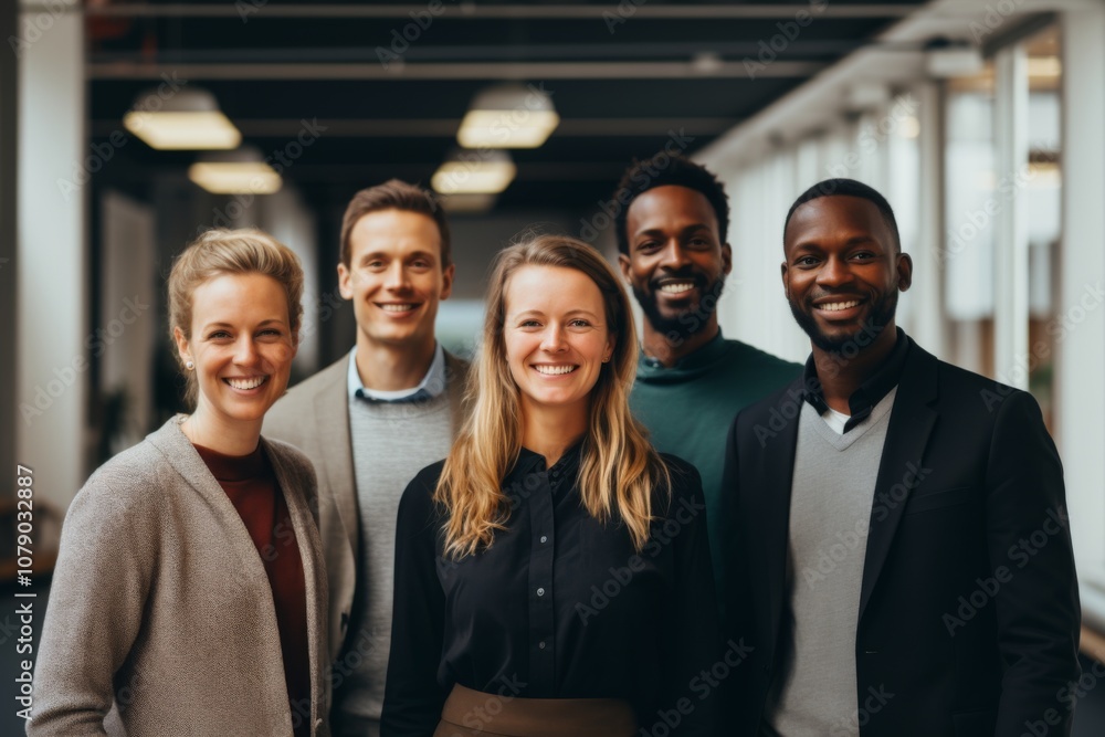 Obraz premium Portrait of a smiling diverse group of students on college campus