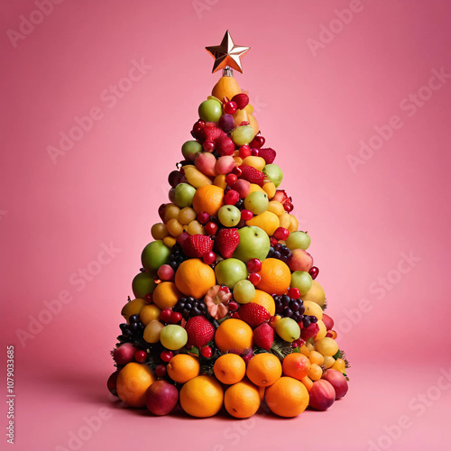 Christmas tree made of fruit