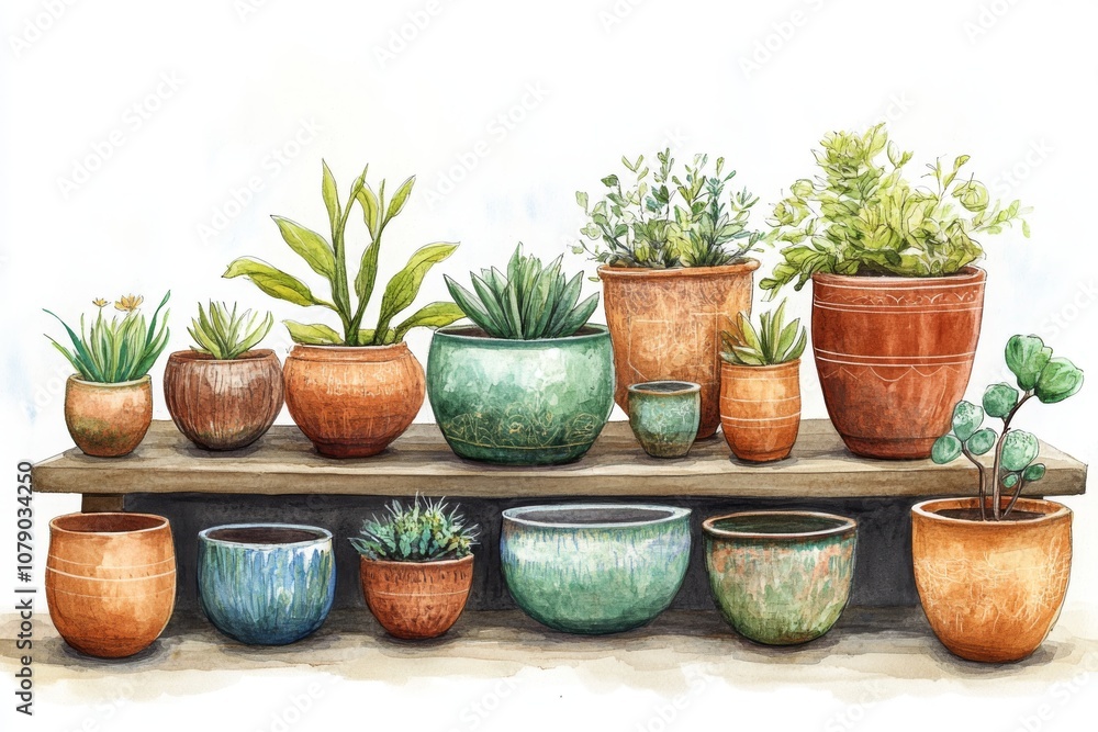 Colorful Handcrafted Ceramic Planters Display Colorful Handcrafted Ceramic Planters Display