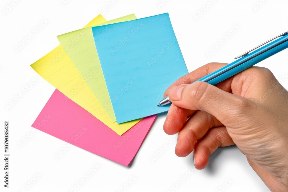 Hand writing on sticky notes Hand writing on sticky notes