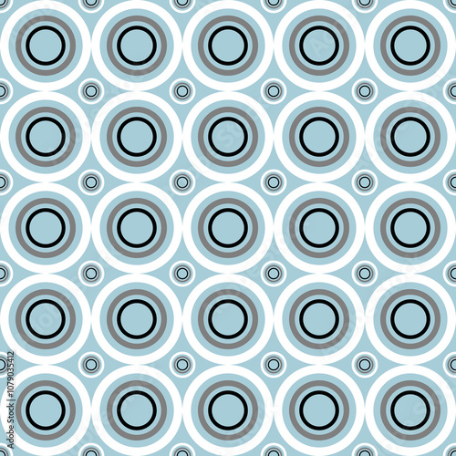 A seamless pattern of concentric circles in shades of blue and white.