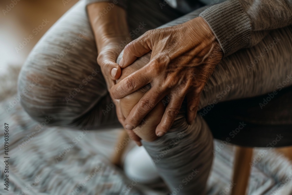 Fototapeta premium Healthcare angle knee pain captured in detail