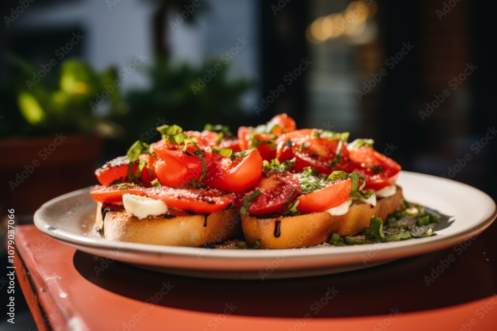 Brushetta on plate in Rome Brushetta on plate in Rome