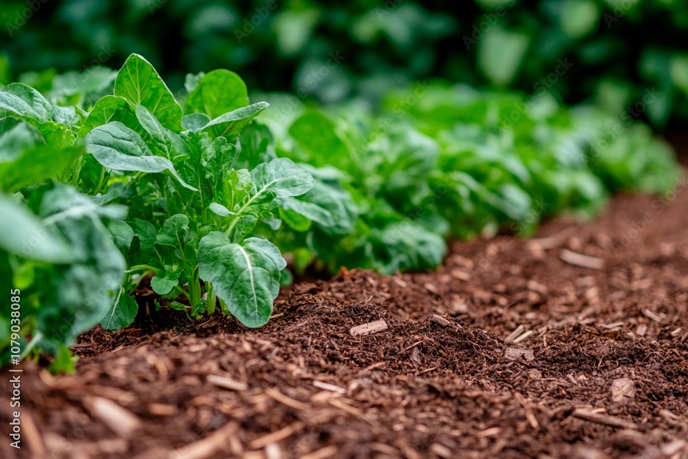 Fresh green spinach thrives in well-tended garden soil during a sunny afternoon. Generative AI Fresh green spinach thrives in well-tended garden soil during a sunny afternoon. Generative AI