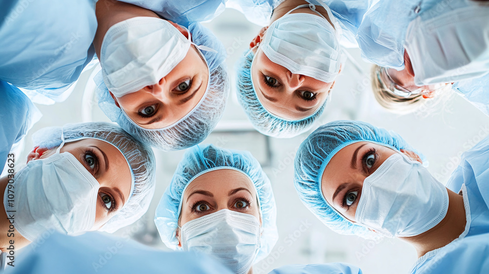 Medical Professionals in Surgical Attire Gather Around a Patient in an Operating Room, Showcasing Teamwork and Focus During a Critical Procedure