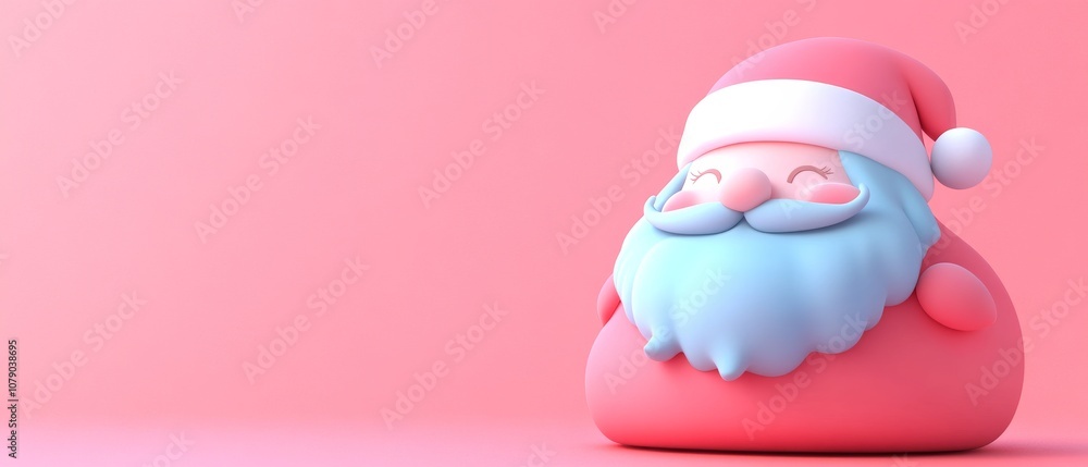 A cartoonish Santa Claus is sitting on a pink background A cartoonish Santa Claus is sitting on a pink background